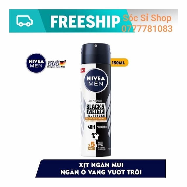 Xịt khử mùi Nivea 150ml ố vàng nam