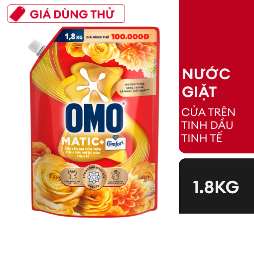 Nước giặt OMO Tinh dầu Thơm 1,8l 