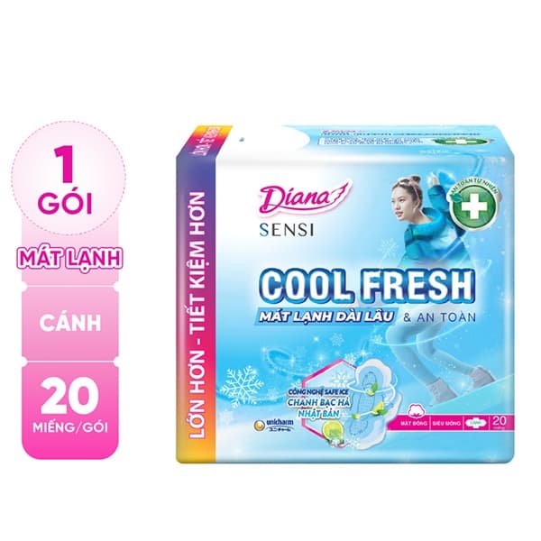 Băng Vệ Sinh Diana Mỏng Cánh Cool Gói Lớn Xanh