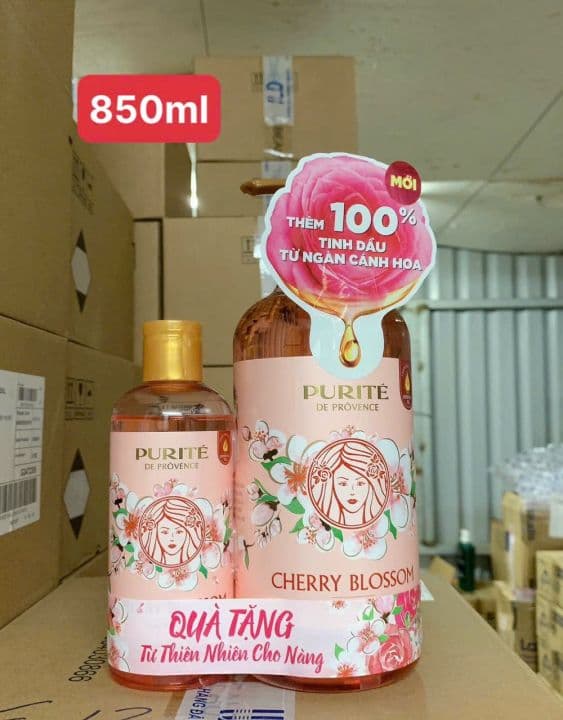 Sữa tắm 850ml hương anh đào Purite Kèm