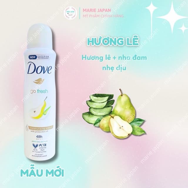 Xịt khử mùi Dove Hương Lê 150ml 