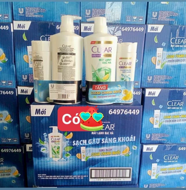 Dầu Gội Clear 630g Bạc Hà Kèm Chai Clear Nhỏ ( Thùng 146,000)